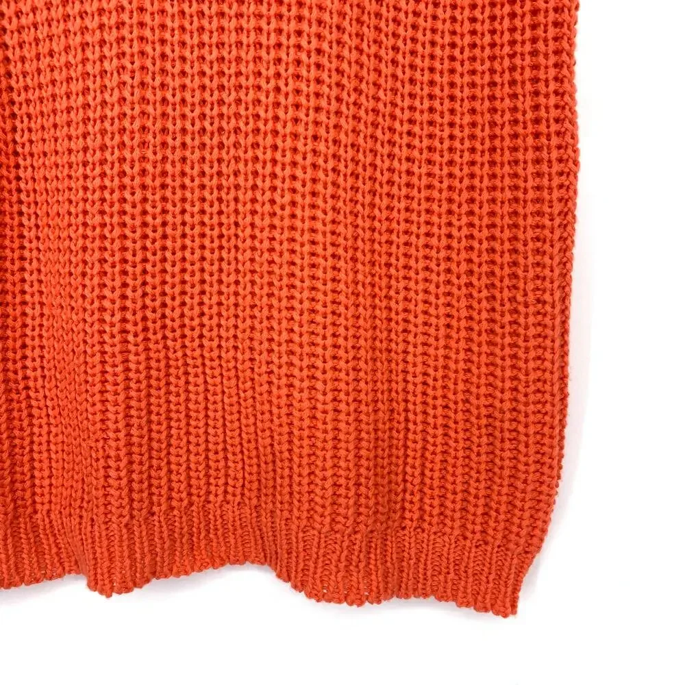 Lucy Paris Sweater Vest Womens Size XS Orange Open Knit Sleeveless